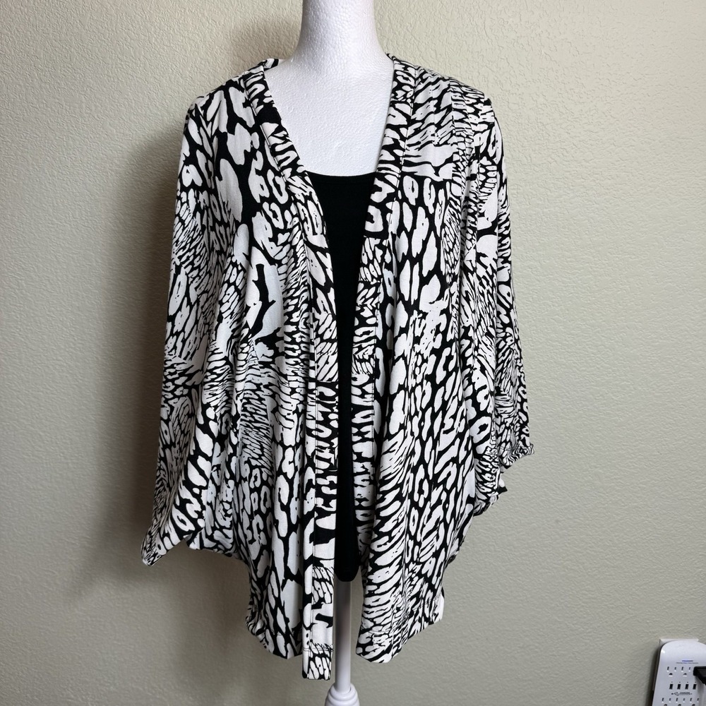 Serena Williams Signature S Cardigan Tank Set Women Black White Animal Print NWT